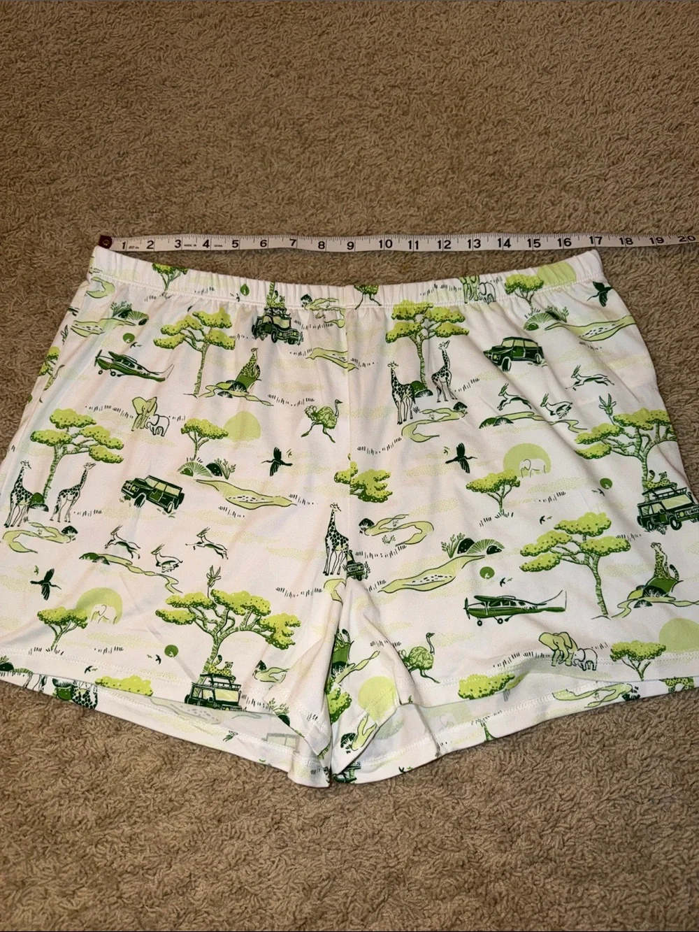 kate spade White Pajama Set with Lime Green Safari Print